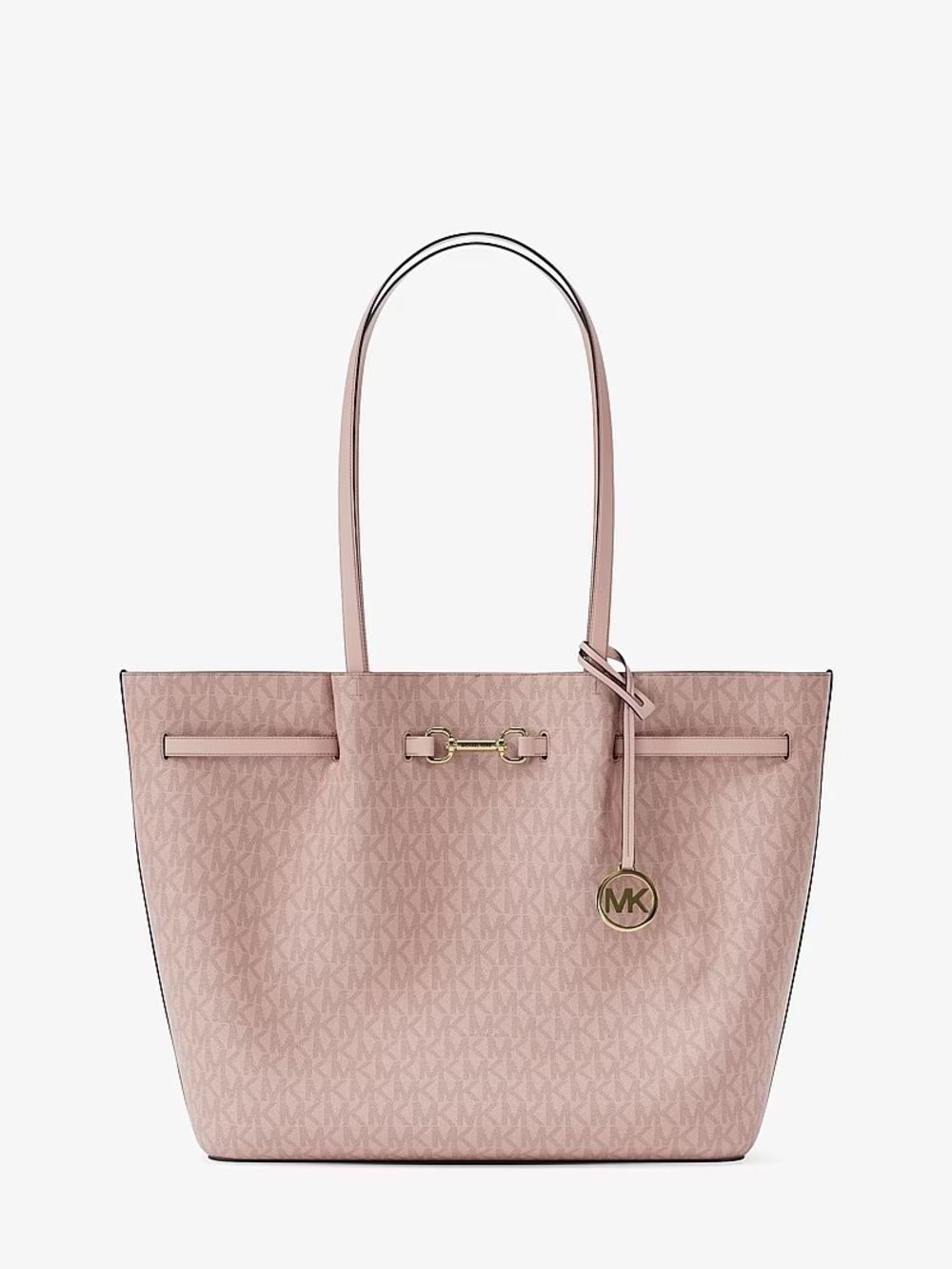 Michael Kors Blush Pink Signature Tote with Gold-Tone Charm